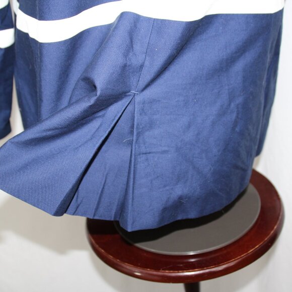 Talbots Petite Breton Nautical Navy White Stripe Peacoat Blazer Jacket Sz Large - Picture 7 of 12